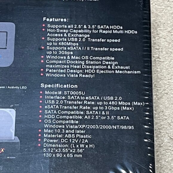 Thermaltake ST0005U BlacX Dual SATA HDD Compact Docking Station NEW - Picture 4 of 6
